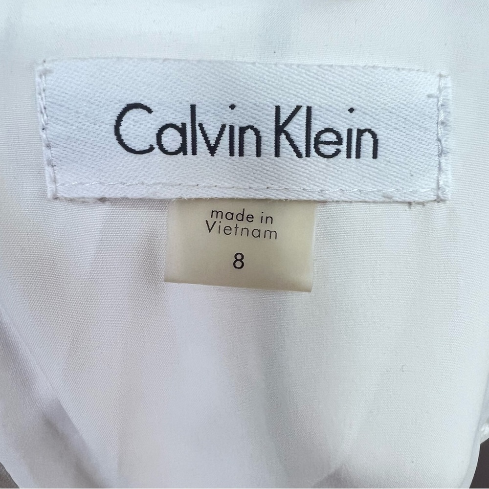Calvin Klein Crew Neck Sleeveless Women's Shift Dress White Stripes Size 8 - Picture 11 of 12